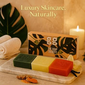 Soap Trinity – African Black Soap Gift Set | Turmeric, Kojic & Raw African Black Soaps for Bright, Nourished Skin | Natural, Eco-Friendly Skincare for All Skin Types (XMAS GIFT)