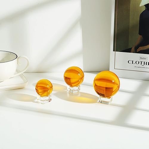 Miniatura 4 de LONGWIN Bola de cristal sólido K9 de 1.969 in (2 pulgadas) con atrapasoles de soporte libre (morado)