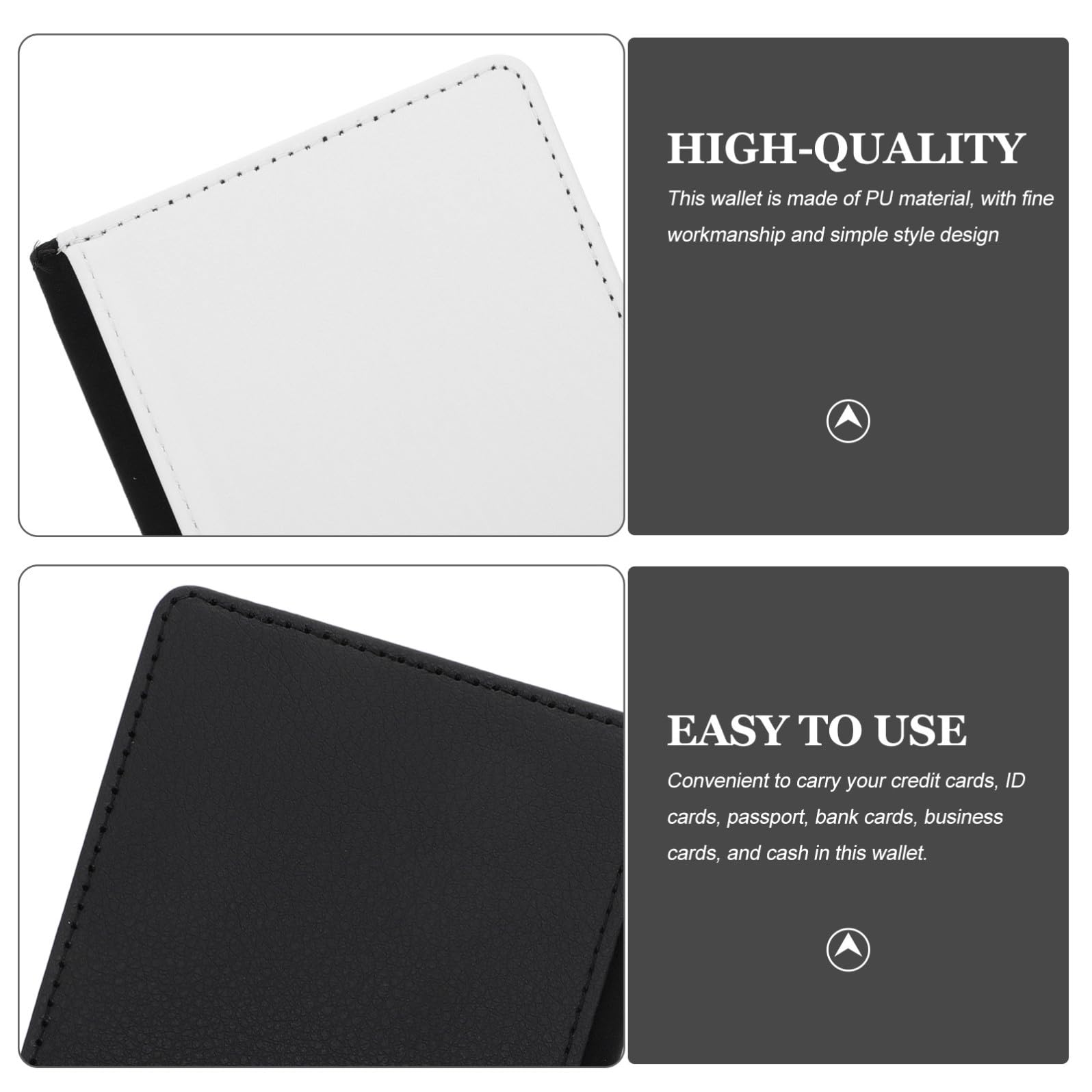 Porta Passaporto da Viaggio in Pelle Pu Nero Grande Capacità e Design Pratico, Elegante Set 3 Pezzi per Organizzare Documenti Durante i Viaggi