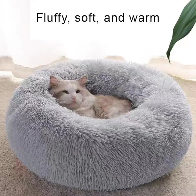 Nisrada Katzenbetten für Indoor-Katzen, 50cm, Hundebett für kleine Melium-große Hunde, waschbares, rundes Haustierbett für Welpen und Kätzchen, mit Rutschfester Unterseite