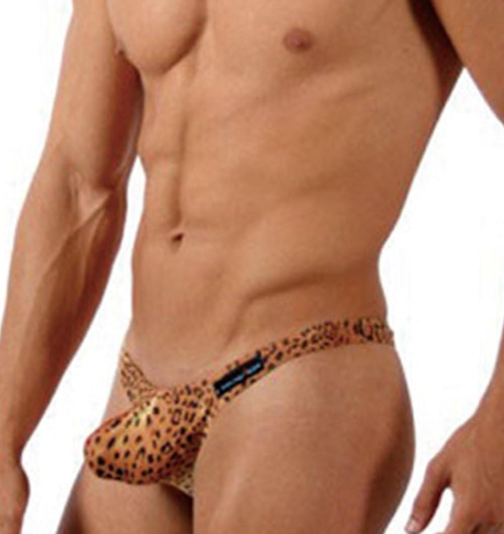 Marilyn E Men's Soft Sexy Bikini Leopard Low Rise G-String Thongs Underwear XL