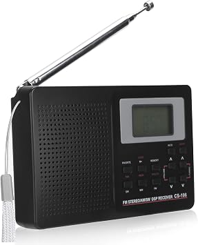 Digital Radio, Portable AM FM Receiver with SW MW LW TV Bands, Digital Clock, Earphone Jack for Home Use