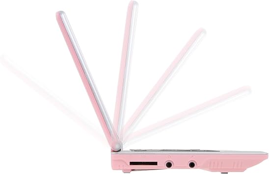 7 Inch Portable Mini Computer Laptop PC Netbook for Kids Android 12 Quad Core 32GB WiFi Built in Camera YouTube Flash Player (Pink)