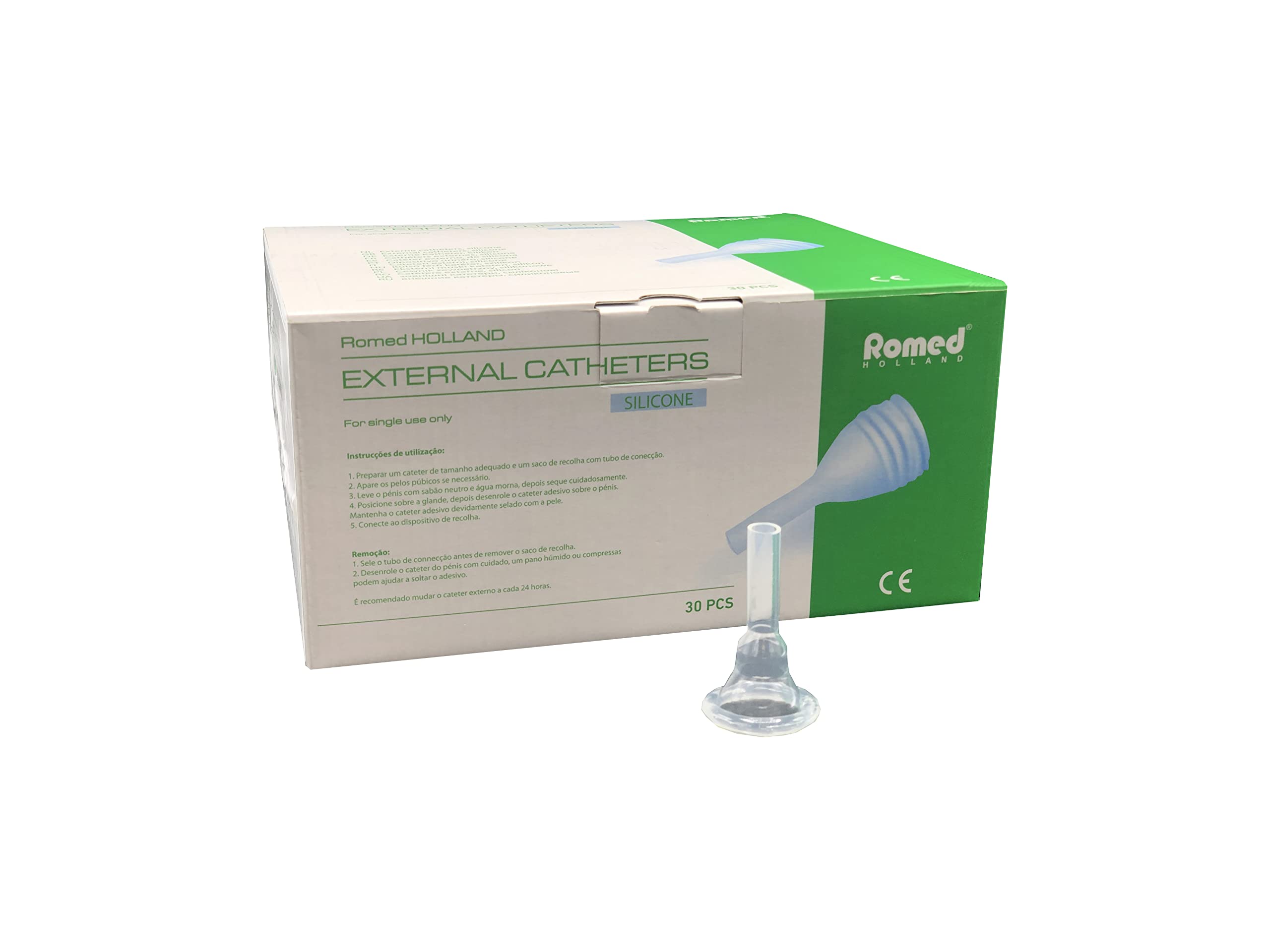 Romed - Contenitore per orinatoio, catetere esterno, in silicone, per uomo, confezione singola (L, 30 pezzi)