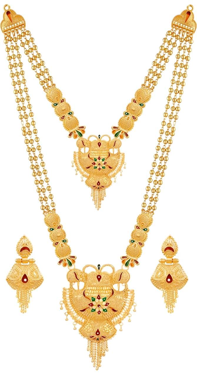 DIRGH ENTERPRISE Latest Stylish Design Gold Plated Traditional Necklace for Women (Gold) - DIRGE_034