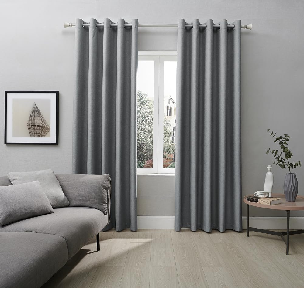 Coastline Charcoal Textured Veiny Woven Thermal Blackout Eyelet Curtains 66X54