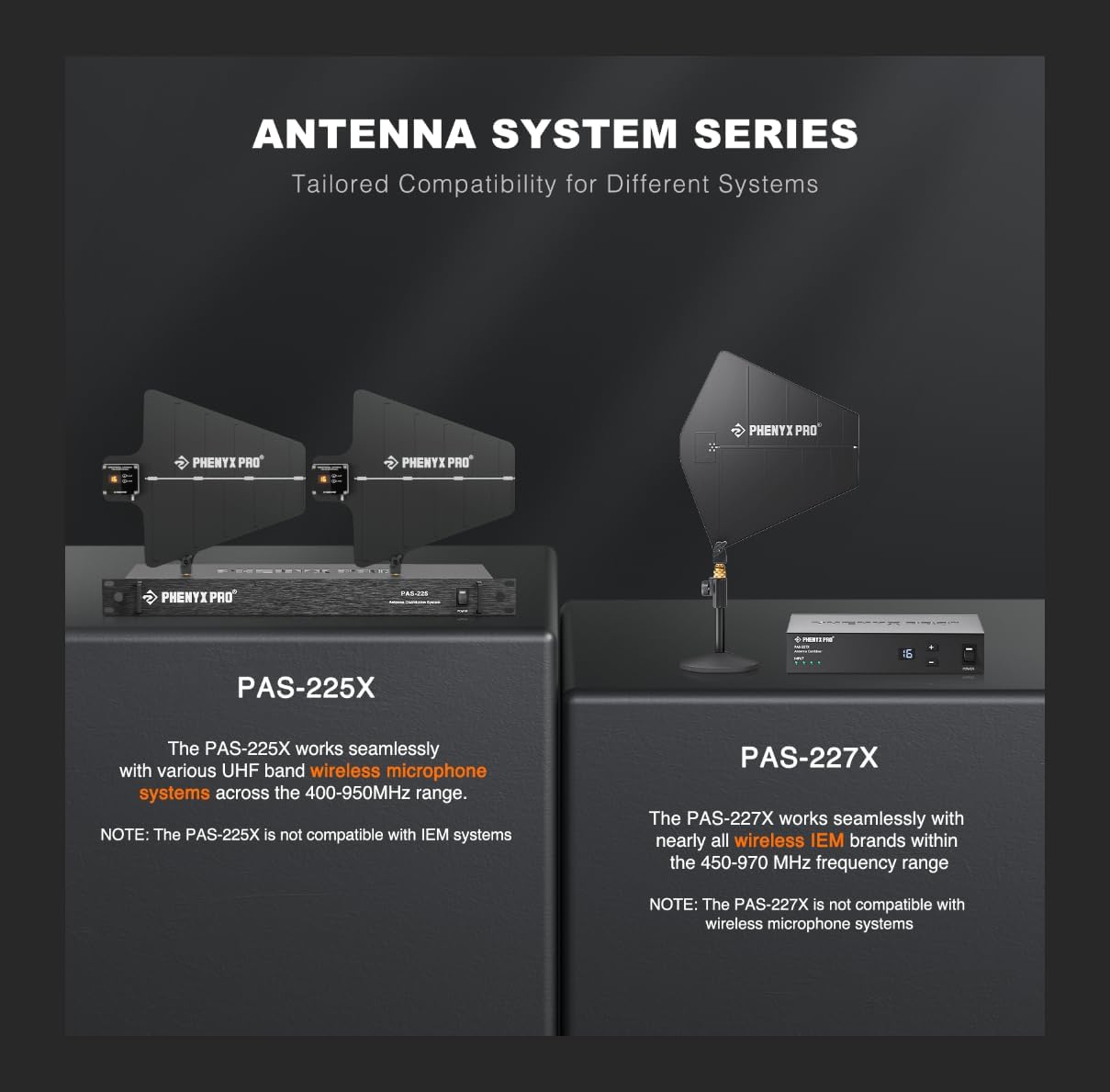Phenyx Pro PAS-225X UHF Wireless Antenna Distribution System Bundle, Active Directional Receivers w/ 8 Outputs + 2 Cascade Ports, 160ft Long Coverage, Wireless Mic Antenna for Stages and Live Shows - Image 6