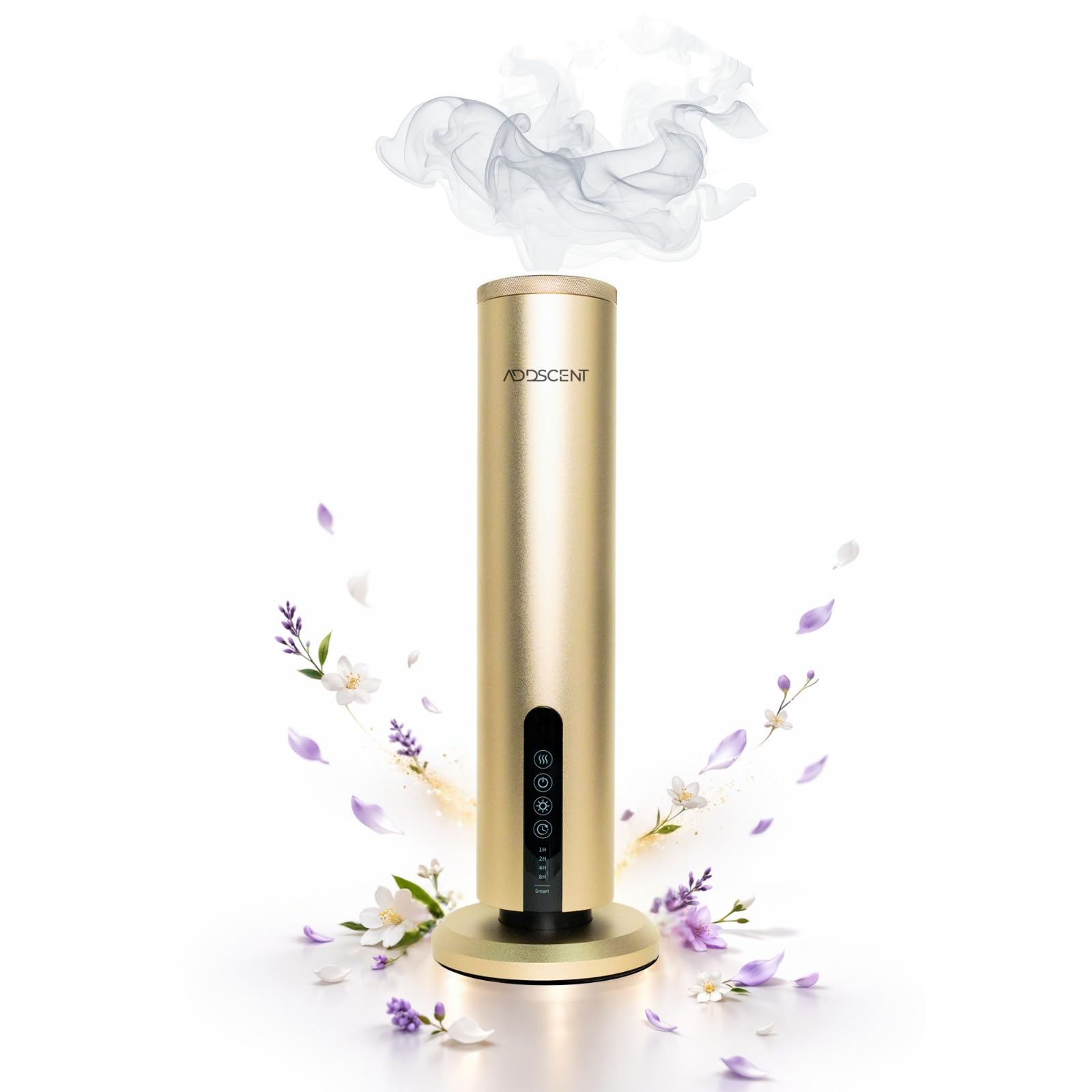 Waterless Fragrance Oil Diffuser Gold, 120ml Smart Timer, Bluetooth & Manual Control, Whisper Quiet Rechargeable Aroma Machine for Home Office Spa Hotel - 1500sqft - Fragrance Not Included