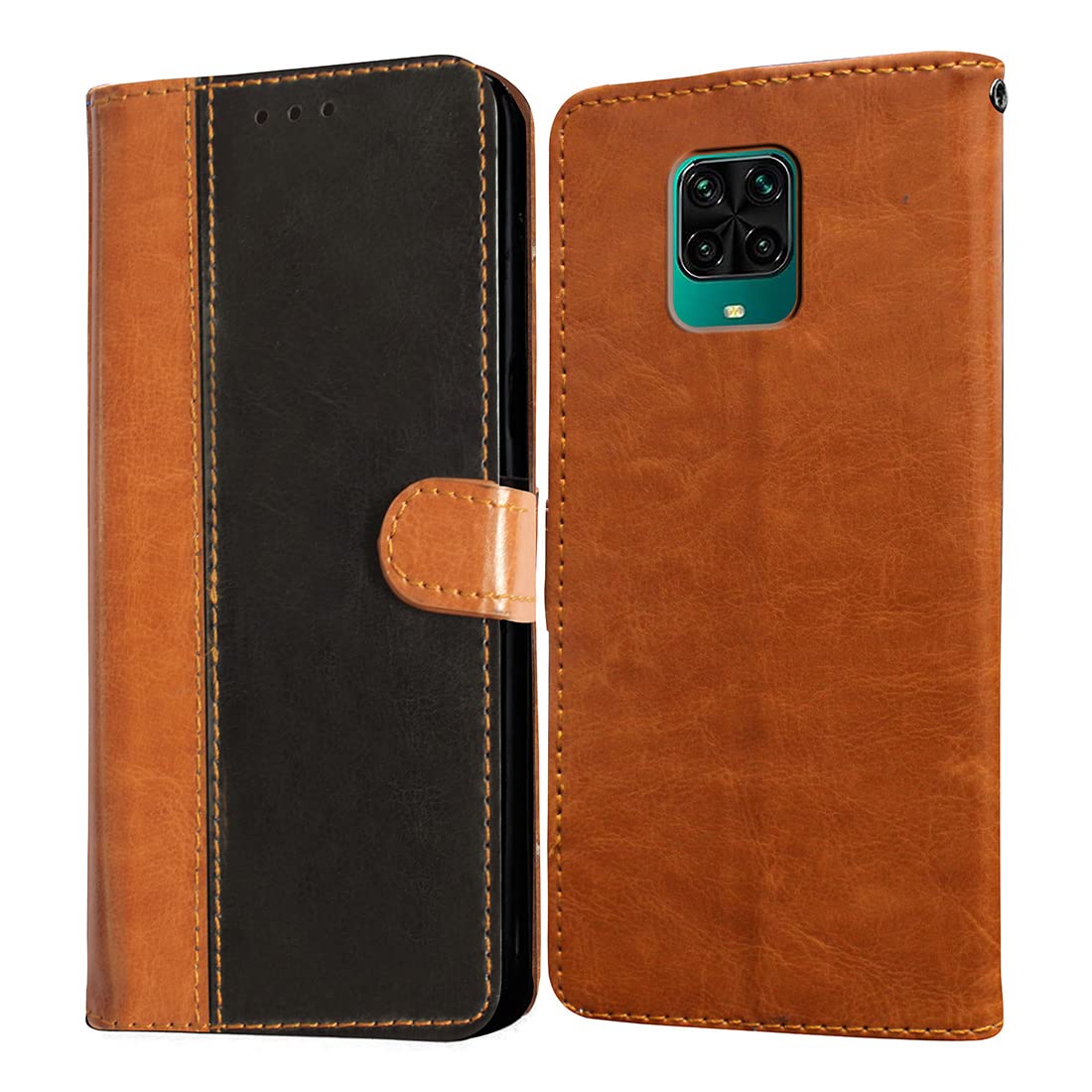 Casotec Flip Cover Back Case | Premium Leather Finish | Inbuilt Pockets & Stand | Flip Cover Back Case for Mi Redmi Note 9 Pro / 9 Pro Max/Poco M2 Pro (Camel and Black) (B0BZCCS19N) Amazon Price History, Amazon Price Tracker