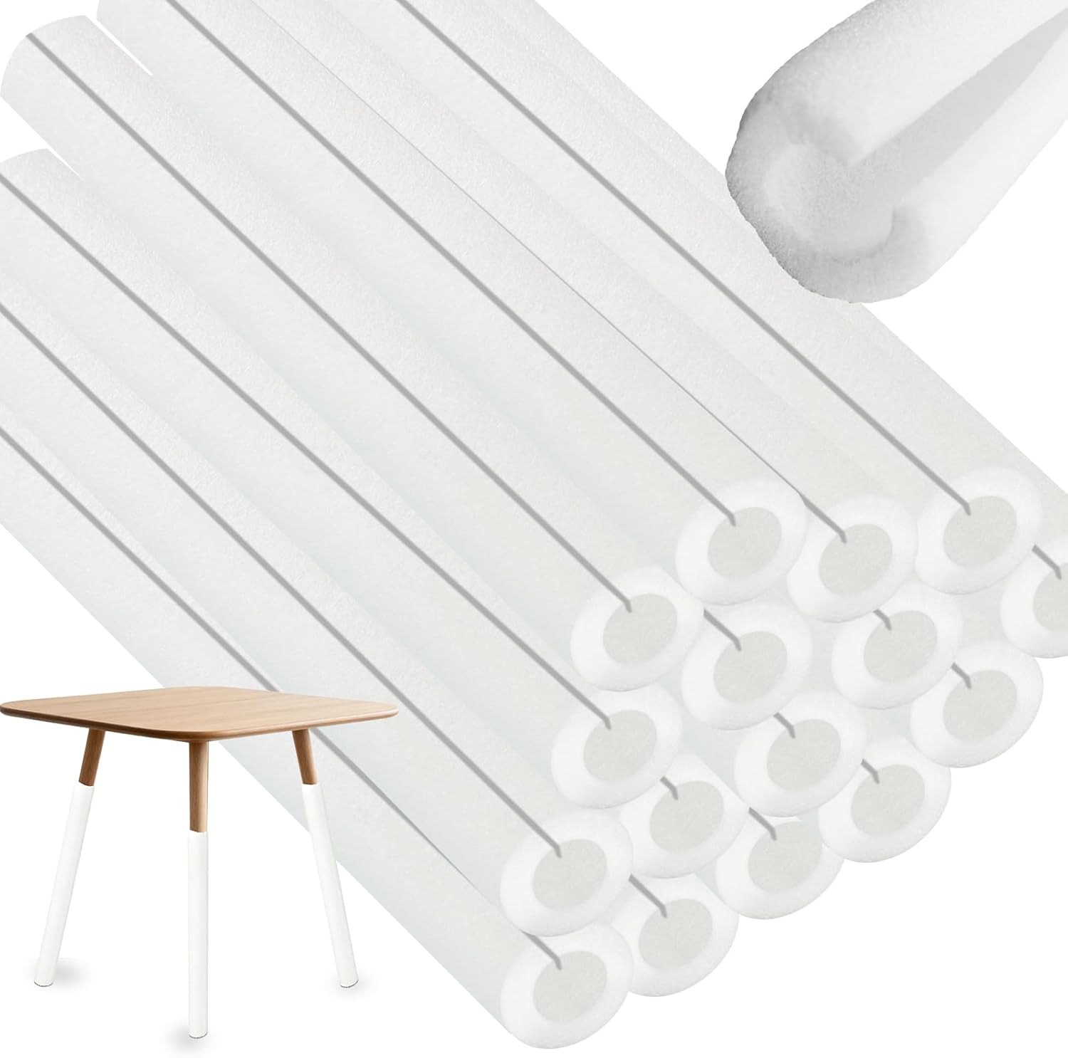 16 Pcs Clamp Foam Tube 40 x 1.8 x 1 inch Clamp Foam Noodles Pipe Pre Cut Insulation Tube Cover for Padding Protection Bumper Edge Corner (White)