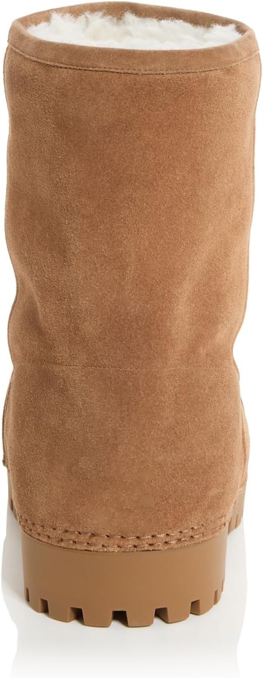 XBKXMK Suede Boots for Women Platform Round Toe Winter Fur Snow Mid Calf Boots Chunky Heel Fashion Boot - Image 5