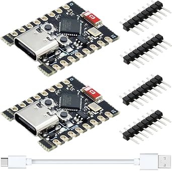 2 pcs Development Board ESP32 ESP32-C3 SuperMini Bluetooth 5.0 & WIFI 160MHz Running Frequency 2.4GHz Development module Onboard 4MB Flash Memory/2MB PSRAM with Type-c cable