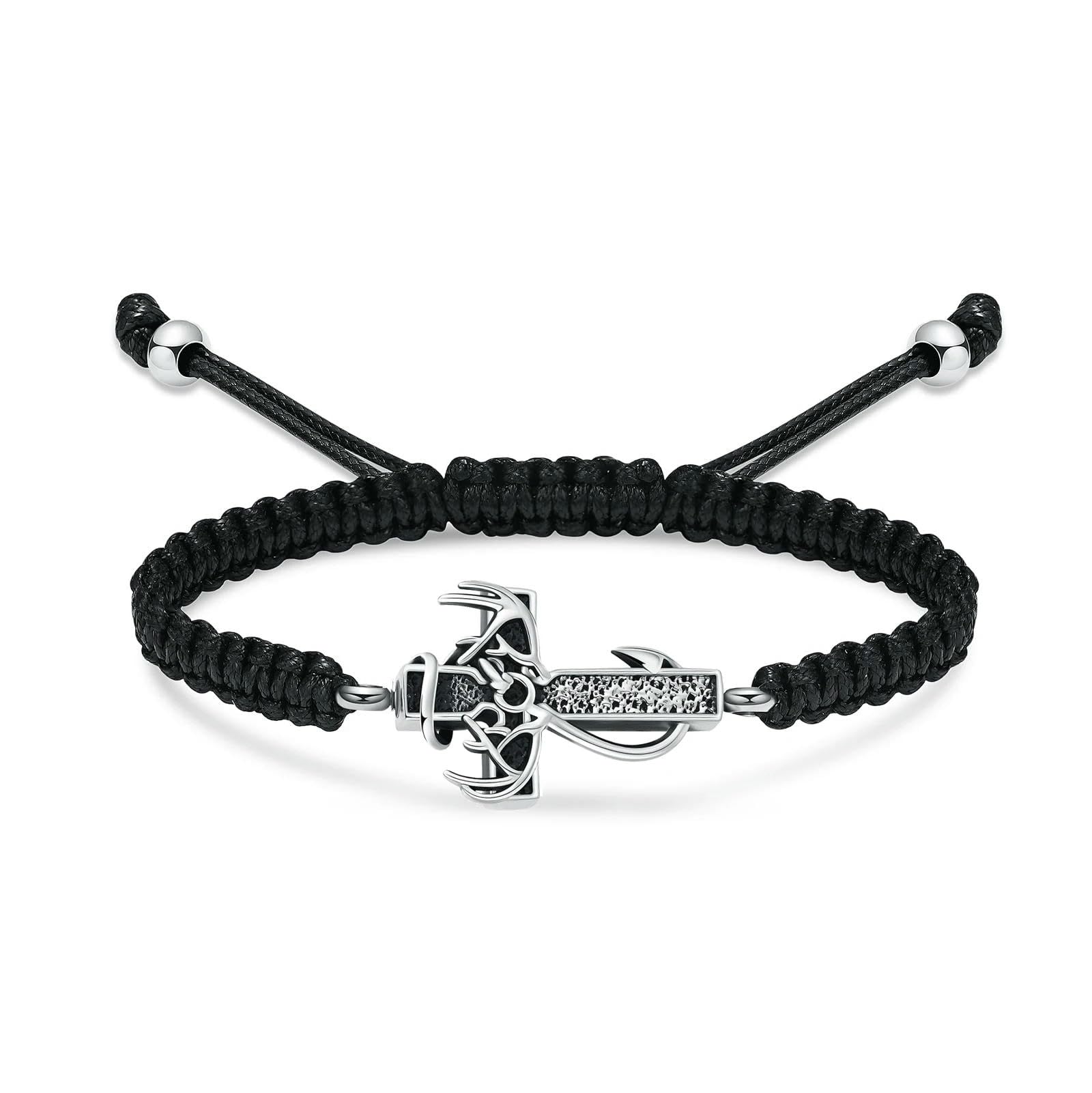 Bracelet urne en croix pour cendres avec pendentif crémation en acier
