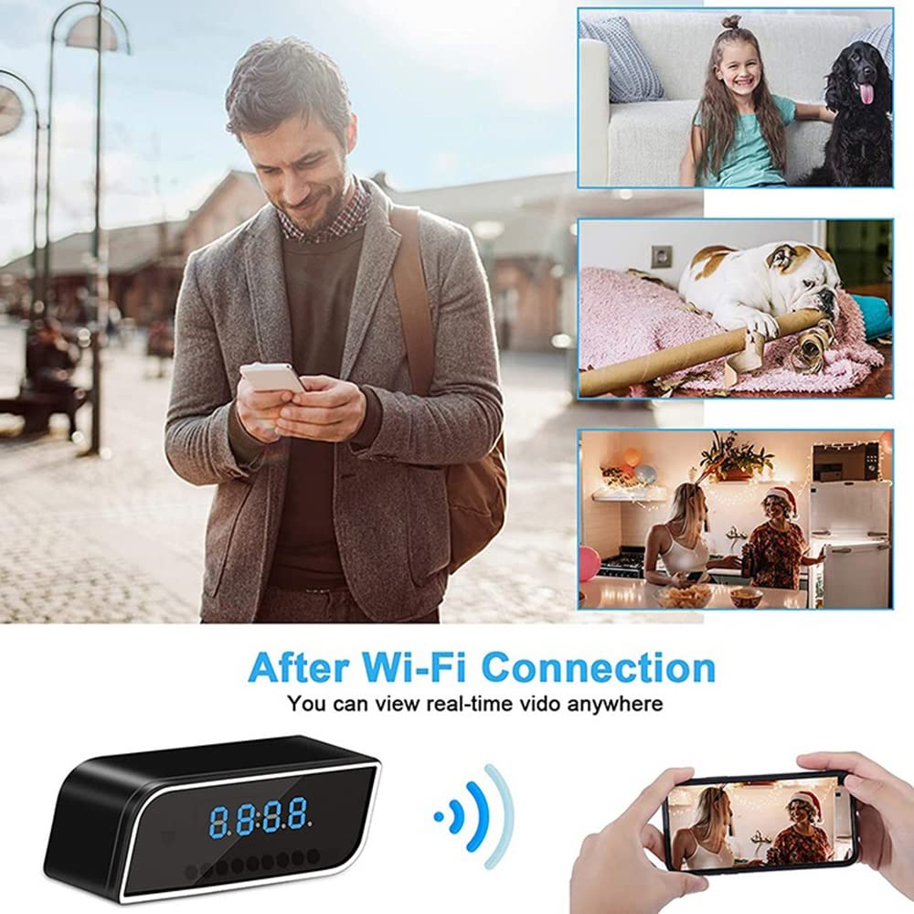 Reloj de cámaras ocultas inalámbricas, MI-NI cámara espía de 1080p Portátil WiFi Niñera CAM con visión nocturna y detección de movimiento, cámara de vigilancia de seguridad Compatible with cámara inte