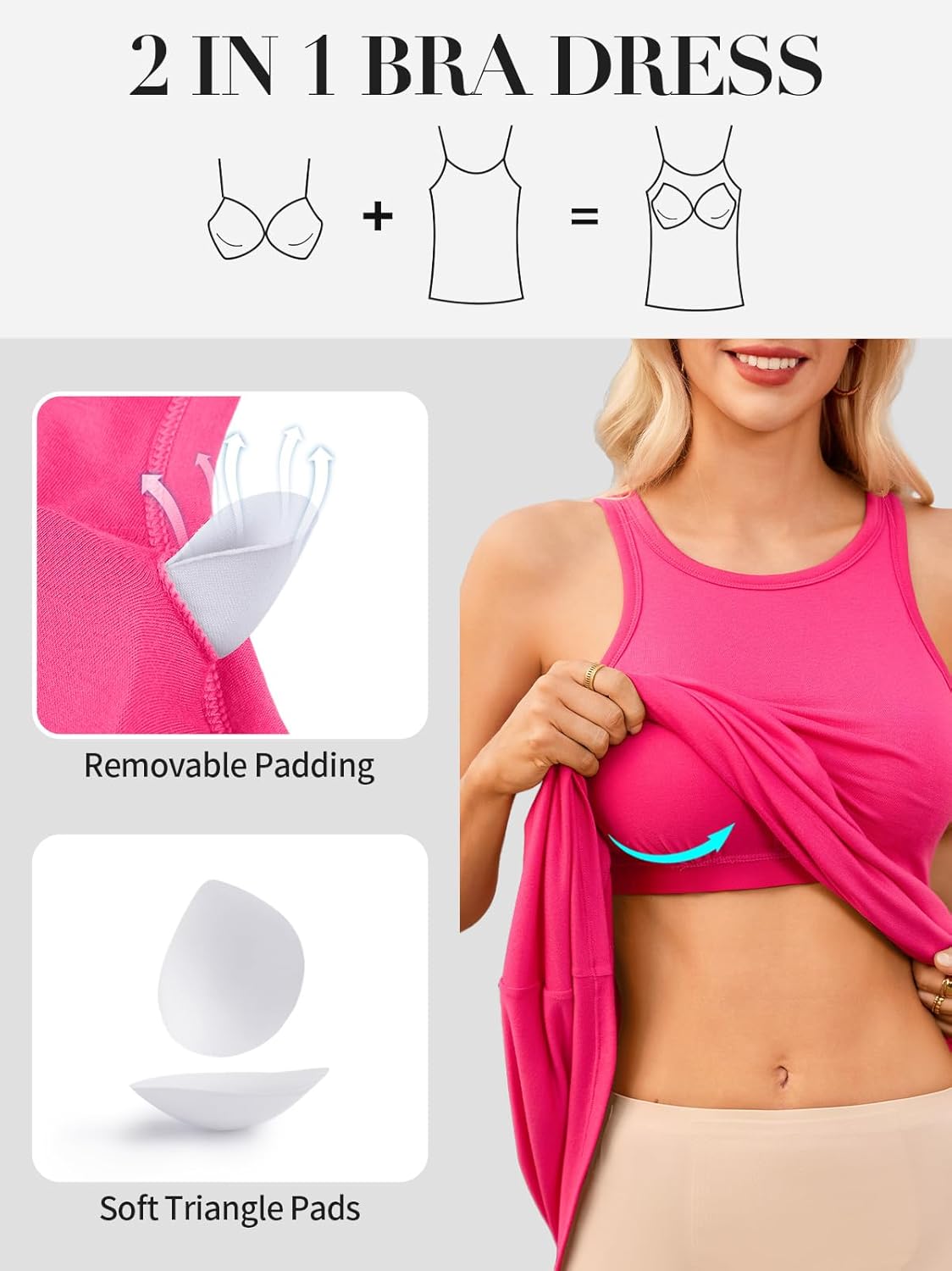 V FOR CITY Womens Summer Dresses with Built in Bra 2026 High Neck Beach Dress with Pockets Casual Flare Sun Dresses - Image 4