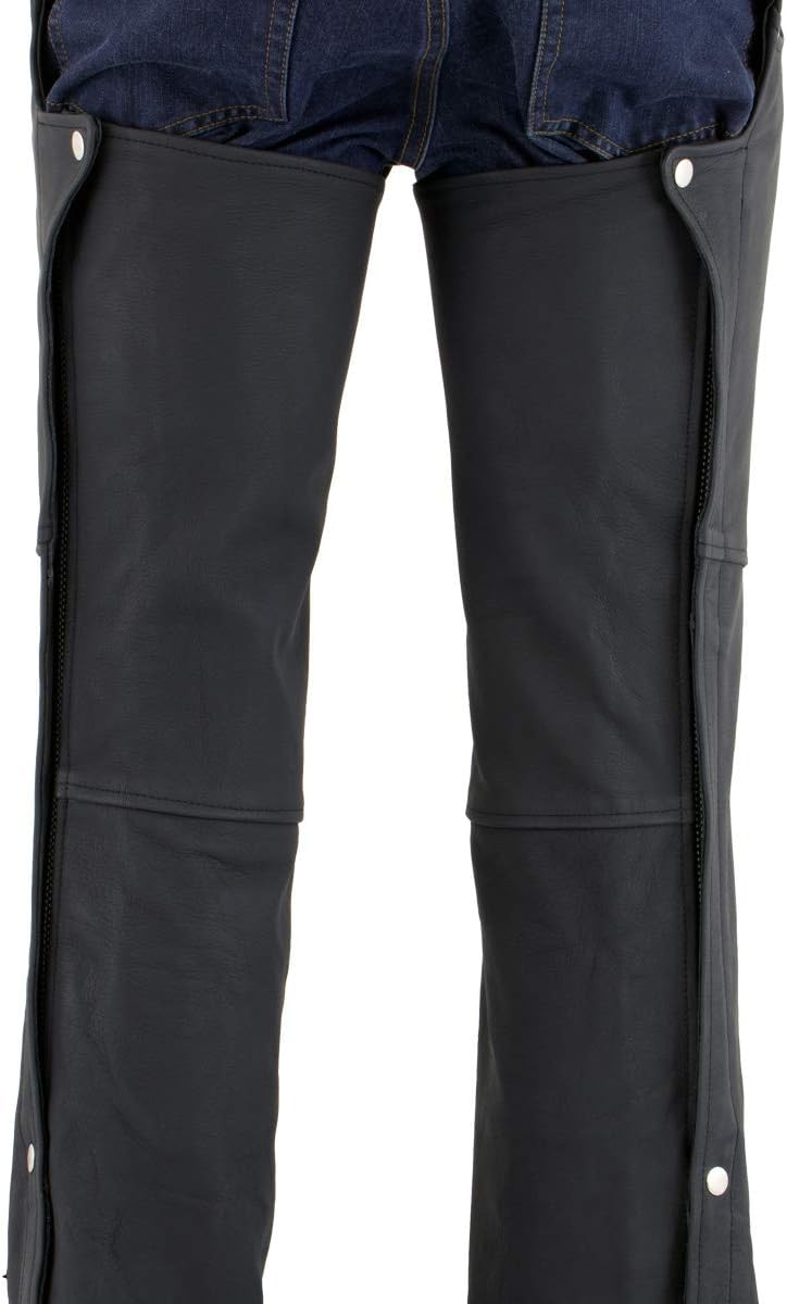 Milwaukee Leather Men's Premium Leather Motorcycle Protective Biker Riding Chaps - 3X-Small