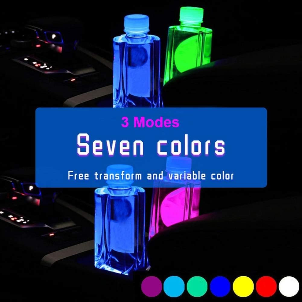 daodi 2pcs LED Cup Holder Lights for Mandalorian Warriors Skull, LED Car Coasterss with 7 Colors Luminescent Light Cup Pad, USB Charging Cup Mat Accessories, shi jihuang-343