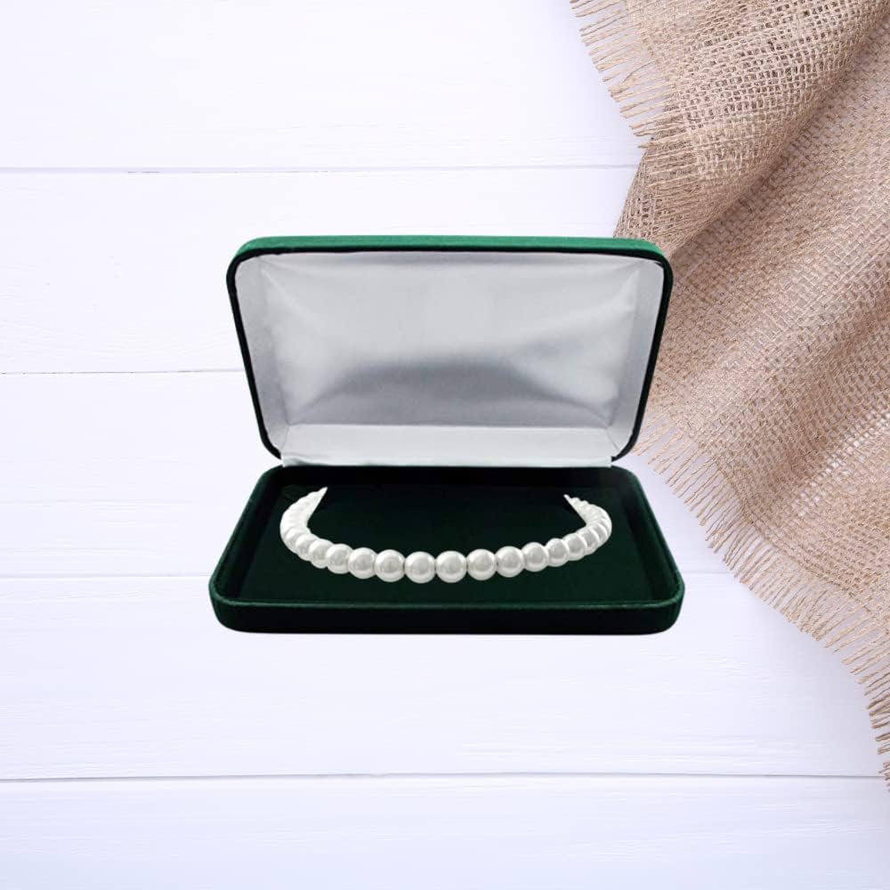 Forest Green Velvet Necklace Gift Box Travel Storage Display Case 7x4.3