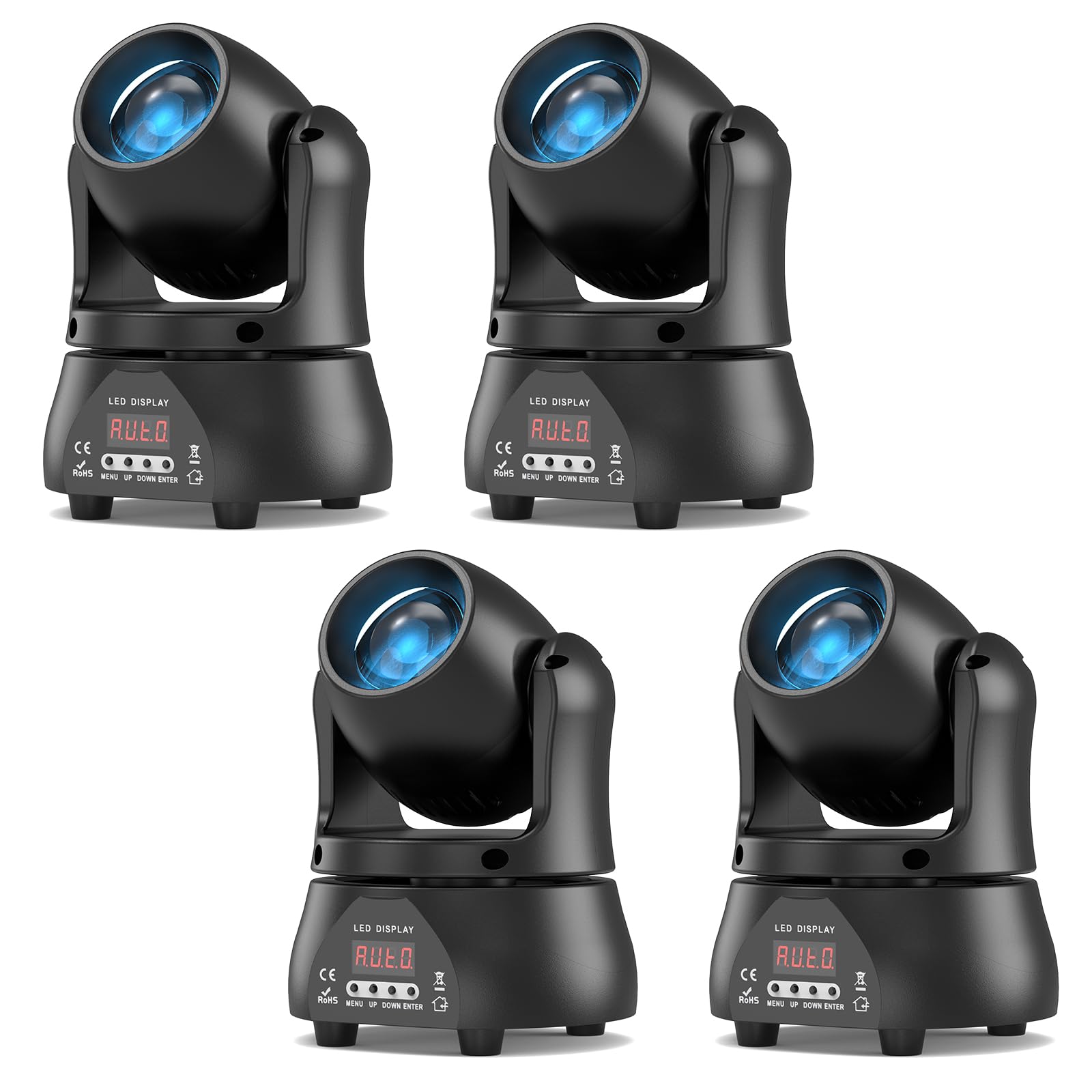 4 unidades 70W Beam Luces de Escenario Cabeza móvil, Mini Luz Disco LED RGBW DMX512 Juego de luz de noche Control de Voz Luz de Fiesta para Club Bar Halloween DJ