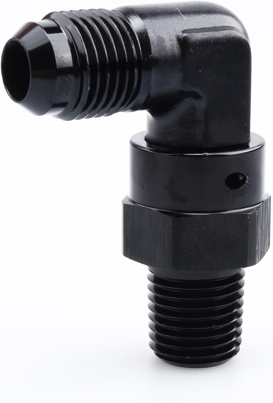AC PERFORMANCE -6 AN Male Flare to 1/4" NPT 90 Degree Swivel Adapter Fitting, Black Aluminum