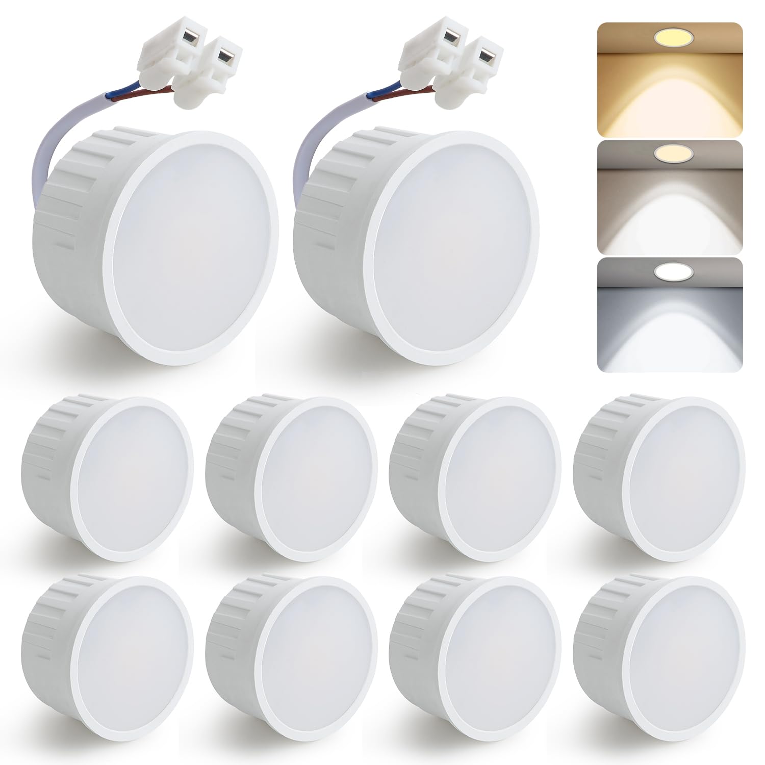 HCFEI Modulo LED ultra piatto, diametro 50 x 24 mm, per faretto da incasso, 5 W, 450 lm, 110° 230 V, bianco caldo, bianco naturale, bianco freddo, sostituisce lampadine GU10 MR16, impermeabile IP44