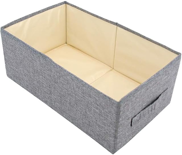 Homo Trends Wardrobe Storage Organiser Fabric Storage Box Grey Resistant Foldable Storage Baskets for Clothes, Office Products and Other Sundries (41CM x 24CM x 17CM)