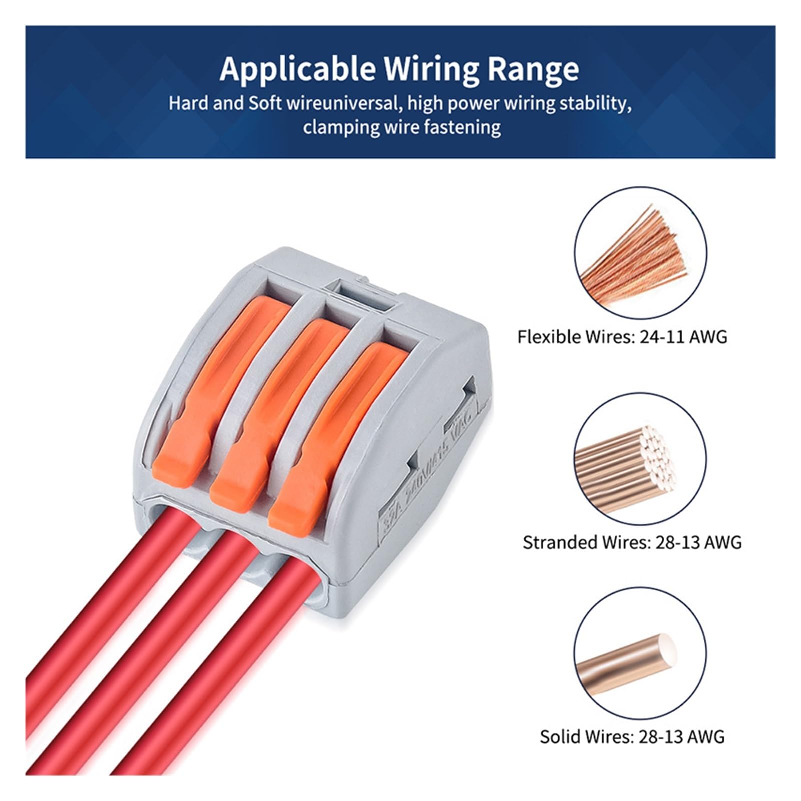 Connettore rapido a leva da 50 pezzi CMK41 Morsettiera a morsetto 3-5 porte 0,08-4mm² 28-11AWG(CMK415(5P))