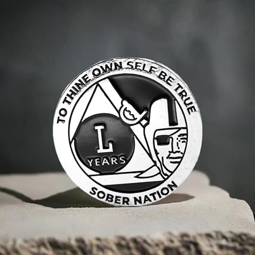 Miniatura 4 de MYRECOVERYSTORE Silver and Black Pirate Alcohólicos Anónimos AA Chip wMoneda Cápsula AA Medallón Anual 1-50 años