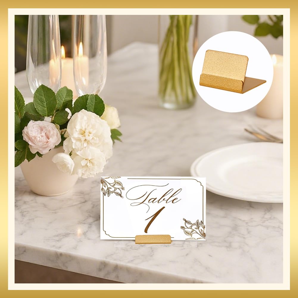 nbeads 24 Stück Goldene Tischnummernhalter, Tischkartenständer Aus Edelstahl Bilderhalter Für Preisschilder Ideal Für Hochzeiten Jubiläen Und Partys, 3.5x3.2x2.4cm