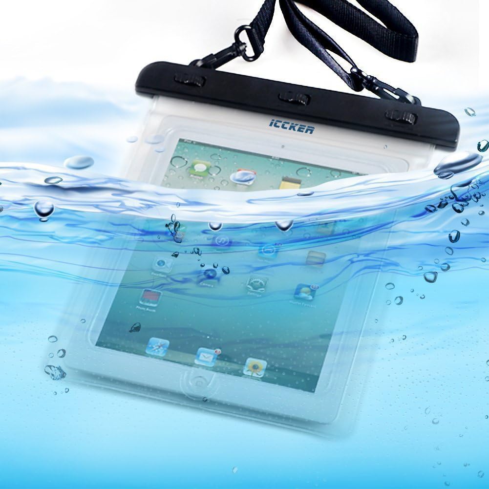 Waterproof Case.ICCKER IPX8 iPad Air Mini Universal Durable Underwater Dry Bag, Touch Responsive Transparent Windows for Kayaking/Boating/Hiking/Swimming for tablet within 9.7 "