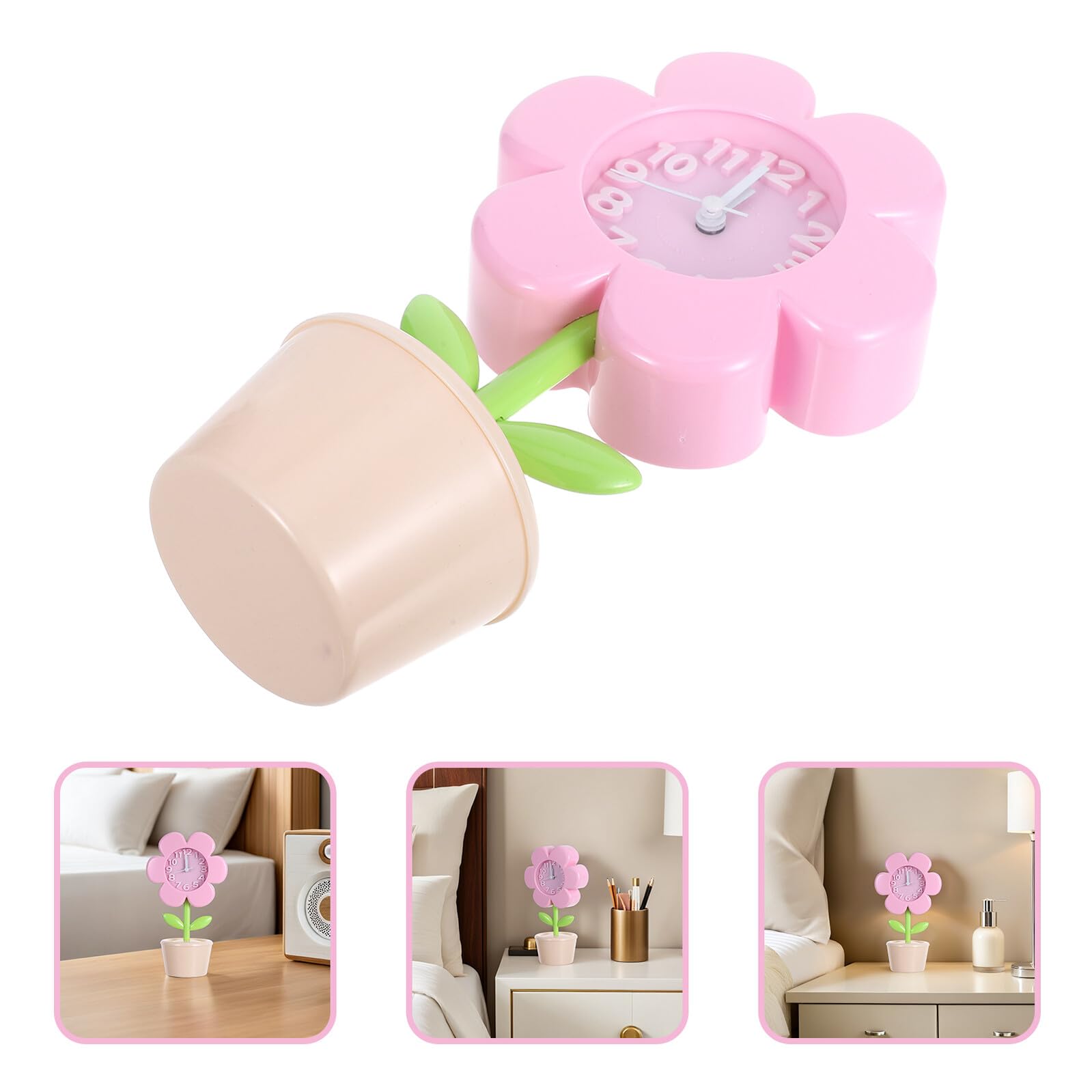 Despertador Infantil con Forma de Flor, Mini Reloj Rosa