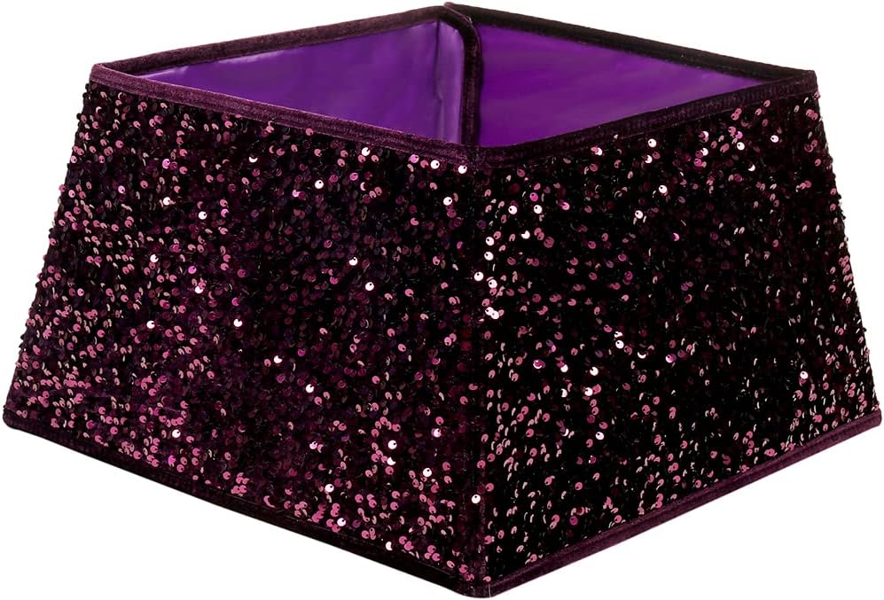 XmasExp Christmas Tree Collar, 33.5 inch Sequin Tree Skirt Stand Base Cover for Home Decor, Large Size 6 Piece Gold