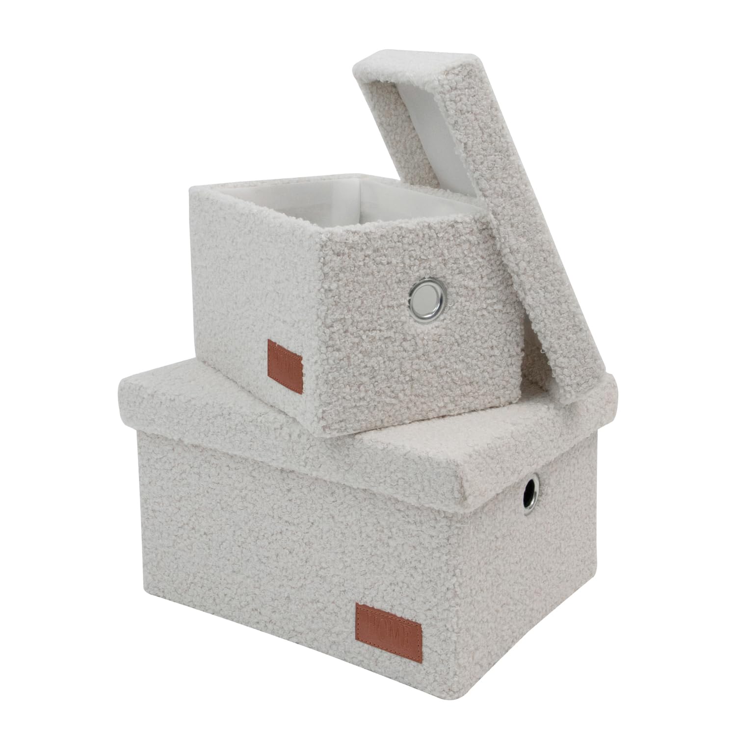 Panier de rangement bouclette JVL Shiro pour stopper le désordre avec couvercle blanc