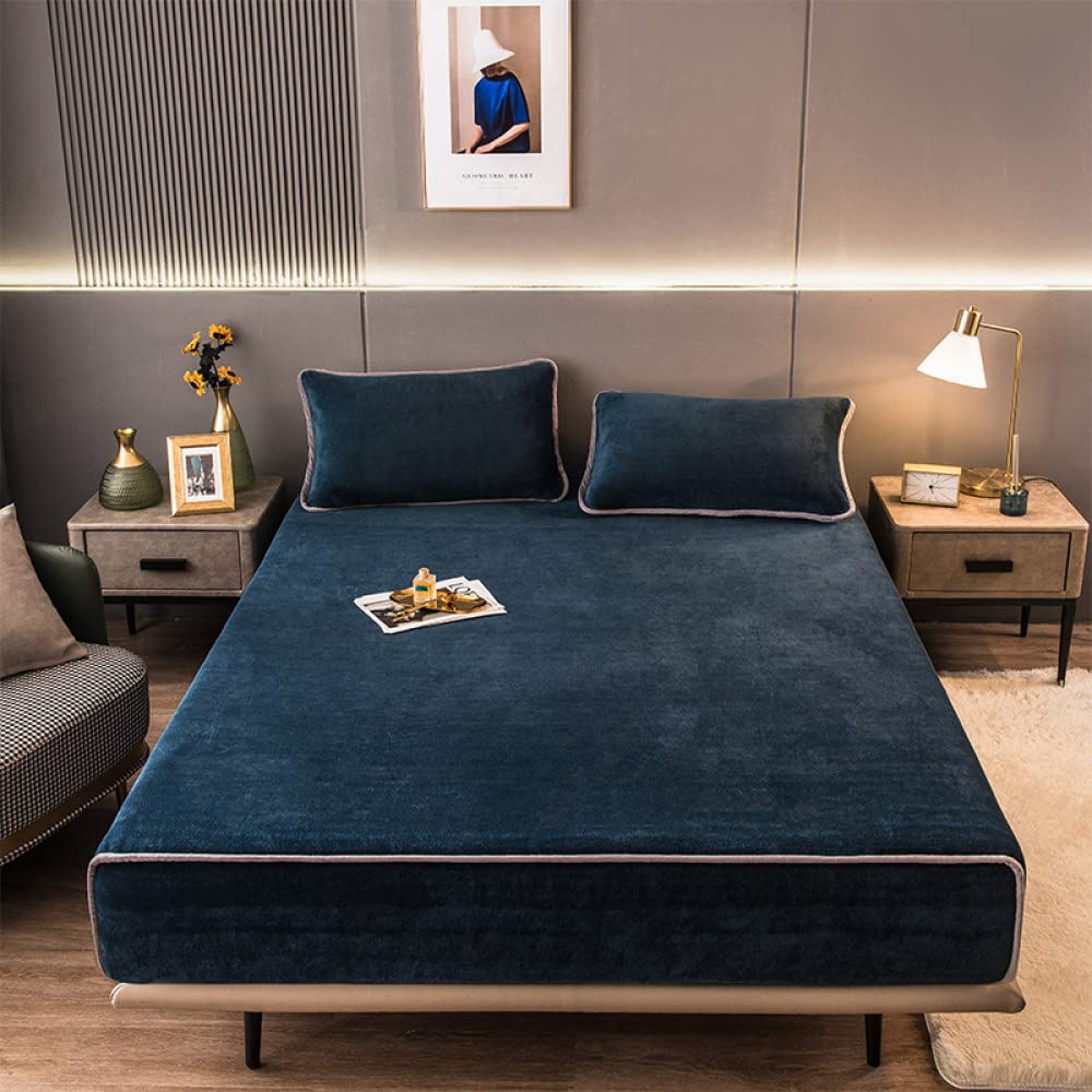 Drap-housse en peluche 120x200 couvre-matelas élastique épais avec poche profonde