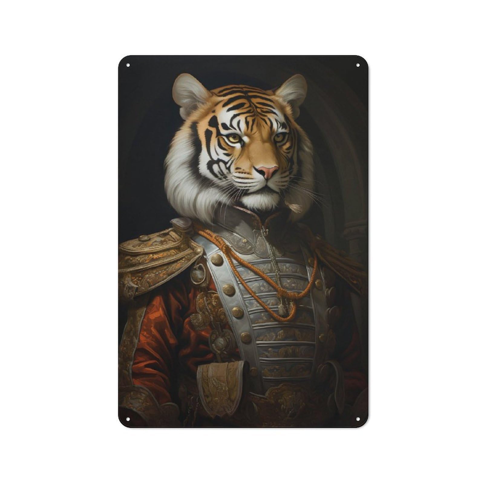 Junmoney Tiger King Painting Style Cottage Style Metal Wall Decor 30X20cm, Farmhouse Metal Sign For Kitchen, Cottage, Porch Or Garden Room