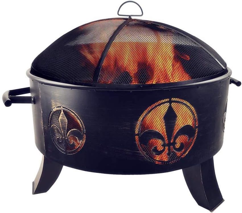 MTB Outdoor 30 Inch Fire Pit Wood Burning (24 Inch Fire Bowl), with Antique Bronze,Outdoor Bonfire Pit