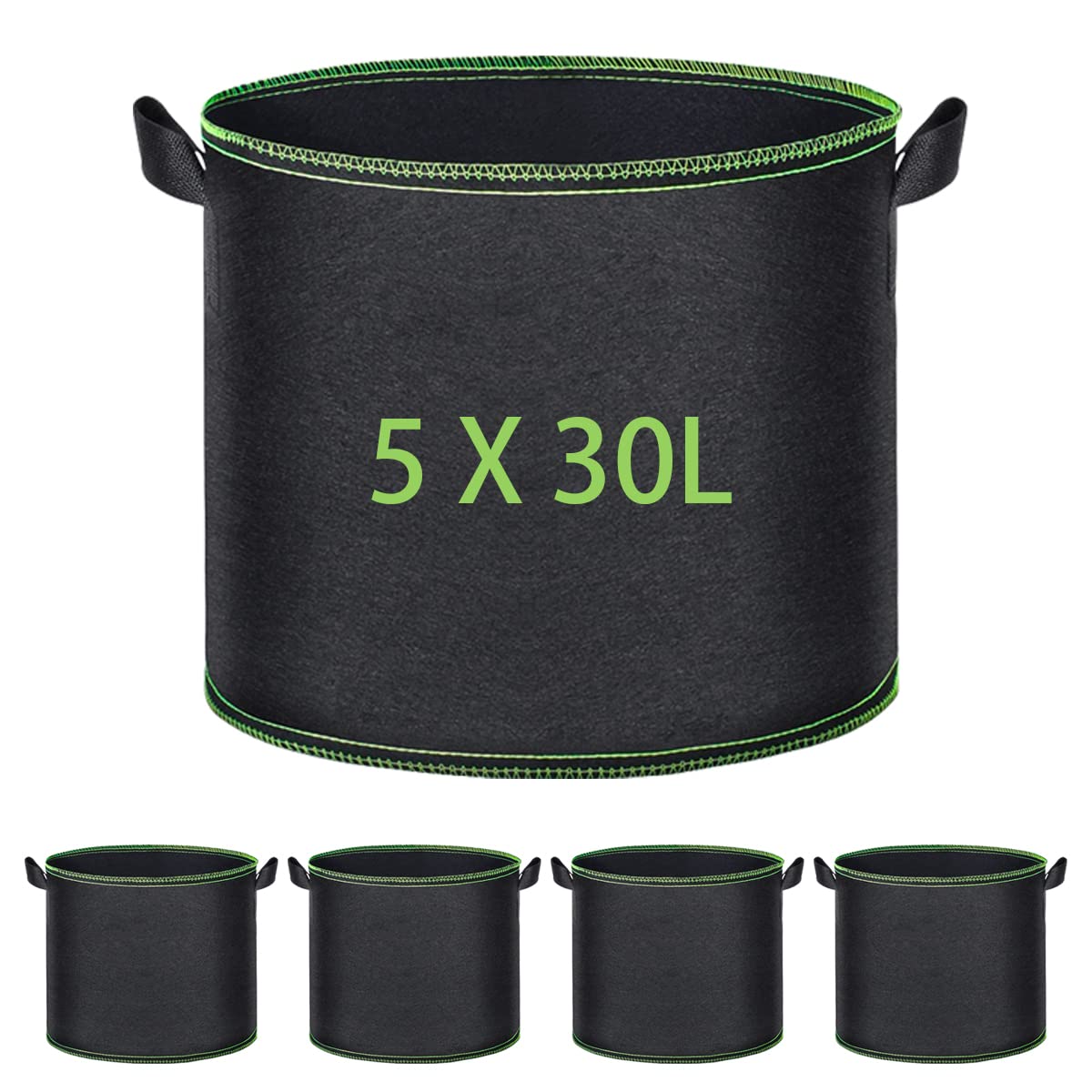 5 Sacchetti Per Coltivazione In Tessuto Non Tessuto Ispessito Con Manici – 18x15 Cm – Vasi Per Piante, Verdura E Fiori - 2
