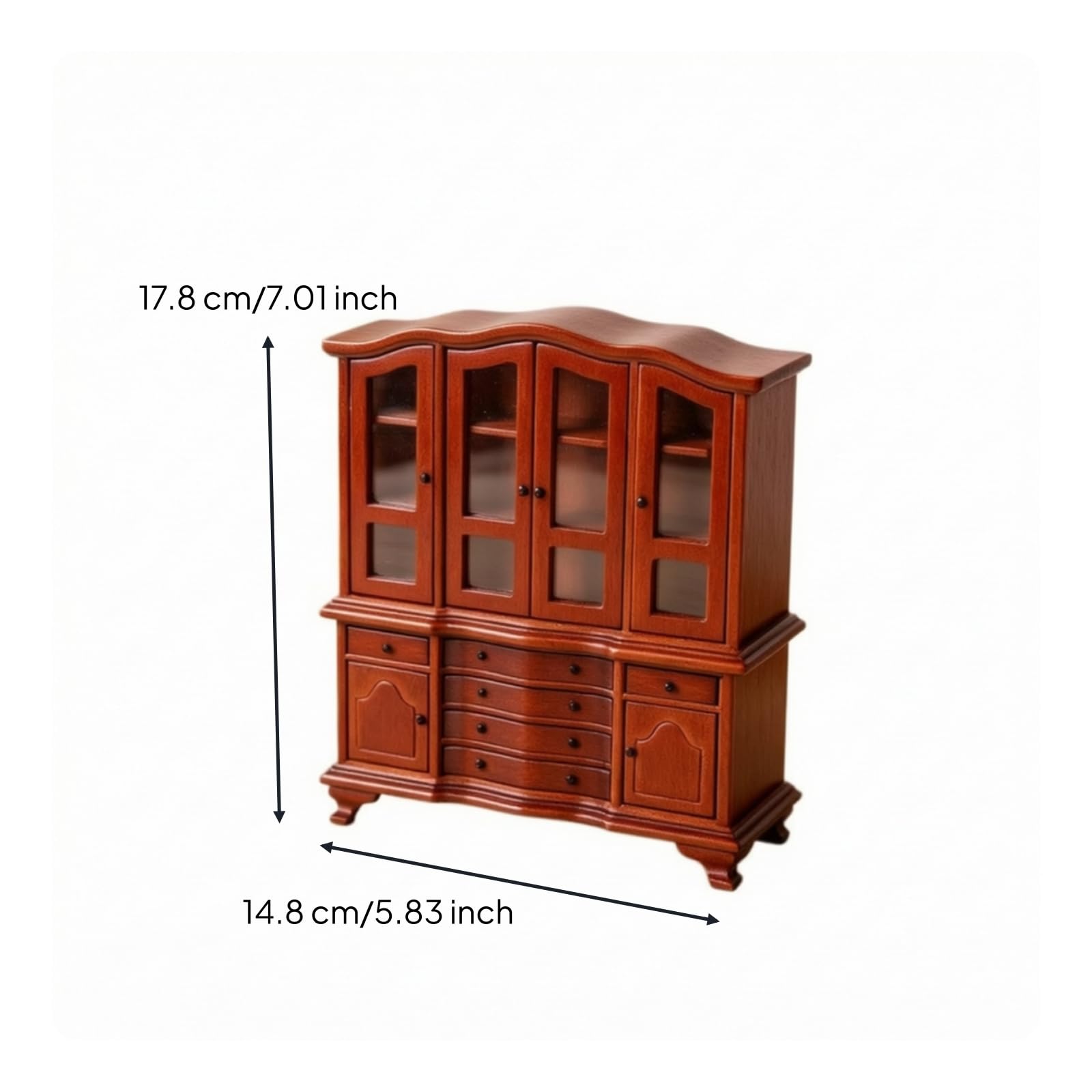 kowaku Credenza in Miniatura Realistico Libreria con Trasparenti Apribile Credenza con in Vetro per Diorama