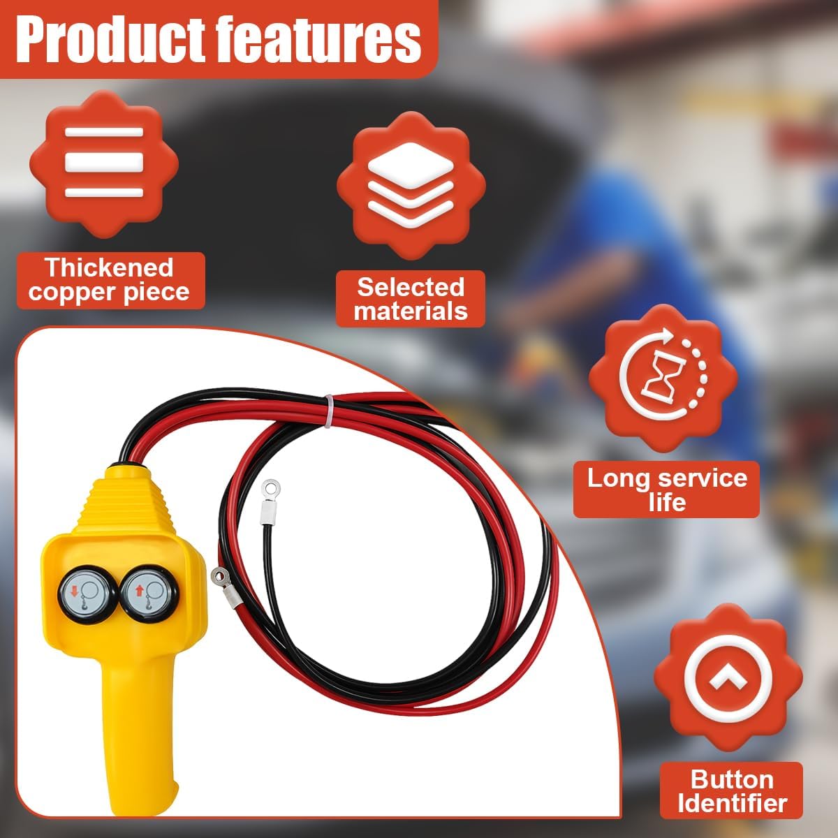 Winch Controller, 12V Electric Winch Push Button Switch Assembly, Handheld Wired Winches Remote Control Replacement Accessories, Fit for 1500LBS to 4500LBS Pulling Winches (Yellow)