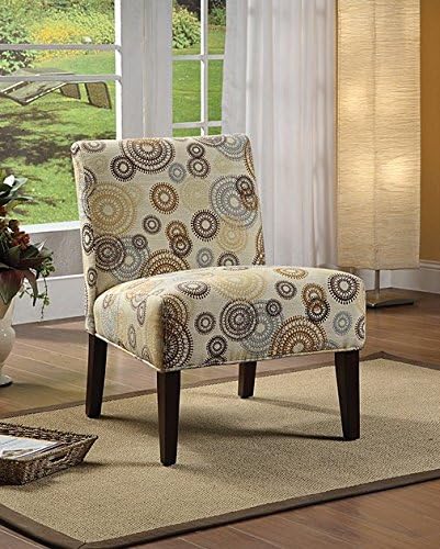 Aberly Decorative Modern Printed Fabric Comfortable Armless Slipper Accent Living Room Chair - Beige Blue Brown