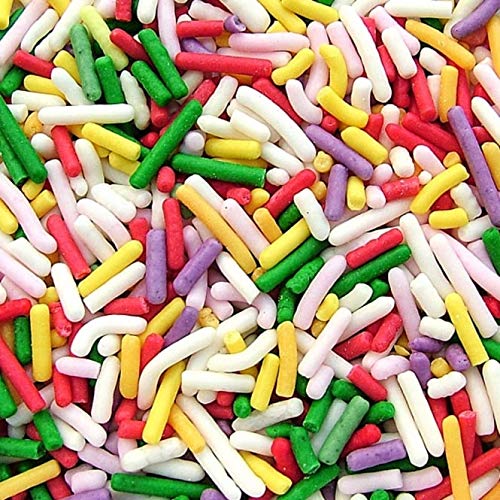 Multicoloured Sugar Strands Glimmer Sprinkles Lustre Confectionery Shapes Decoration ** Free UK Delivery ** by Shopper's Freedom - 100g