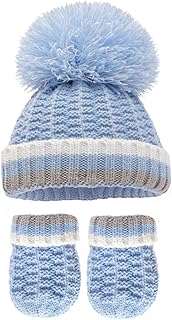 Soft Touch Baby,Clothing,Baby Boys 0-24m,Accessories,Hats & Caps Soft Touch Baby Boys Girls Pom Pom Hat Unisex Cable Knit Twist Hat Mittens Set 0-12 Months H648
