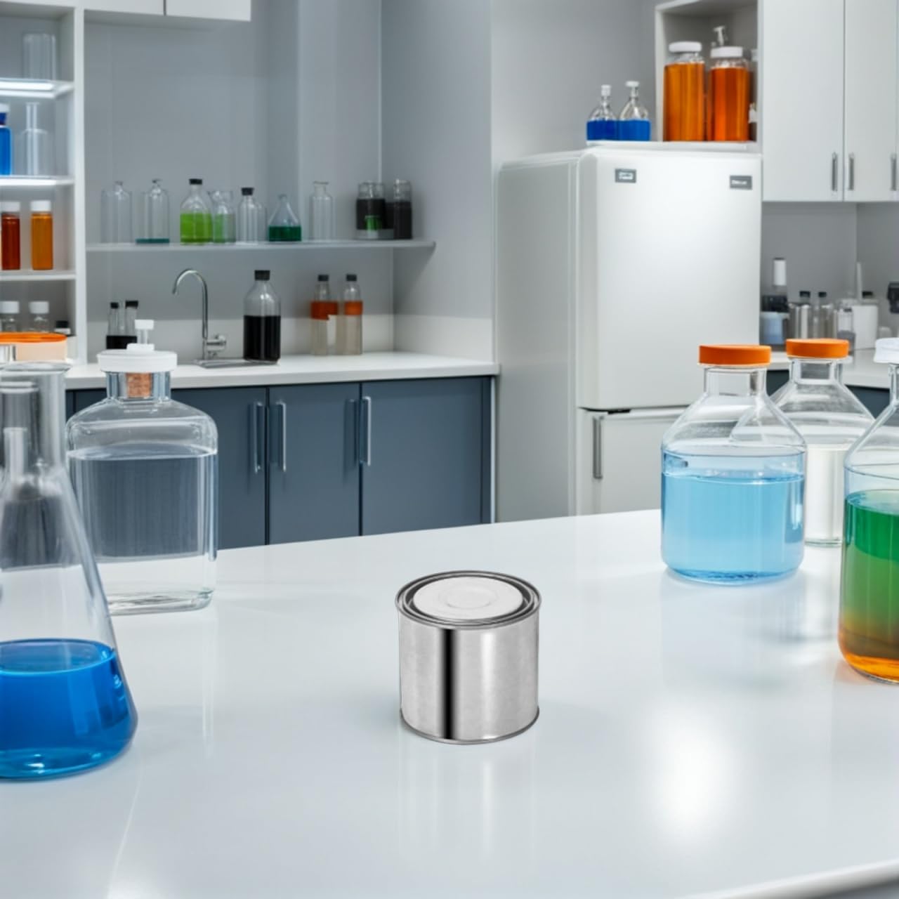 Gadpiparty Lot de 4 petits pots de peinture ronds en métal avec couvercles hermétiques et scellés - 500 ml - Conteneurs en acier épais pour le stockage et l'échantillonnage