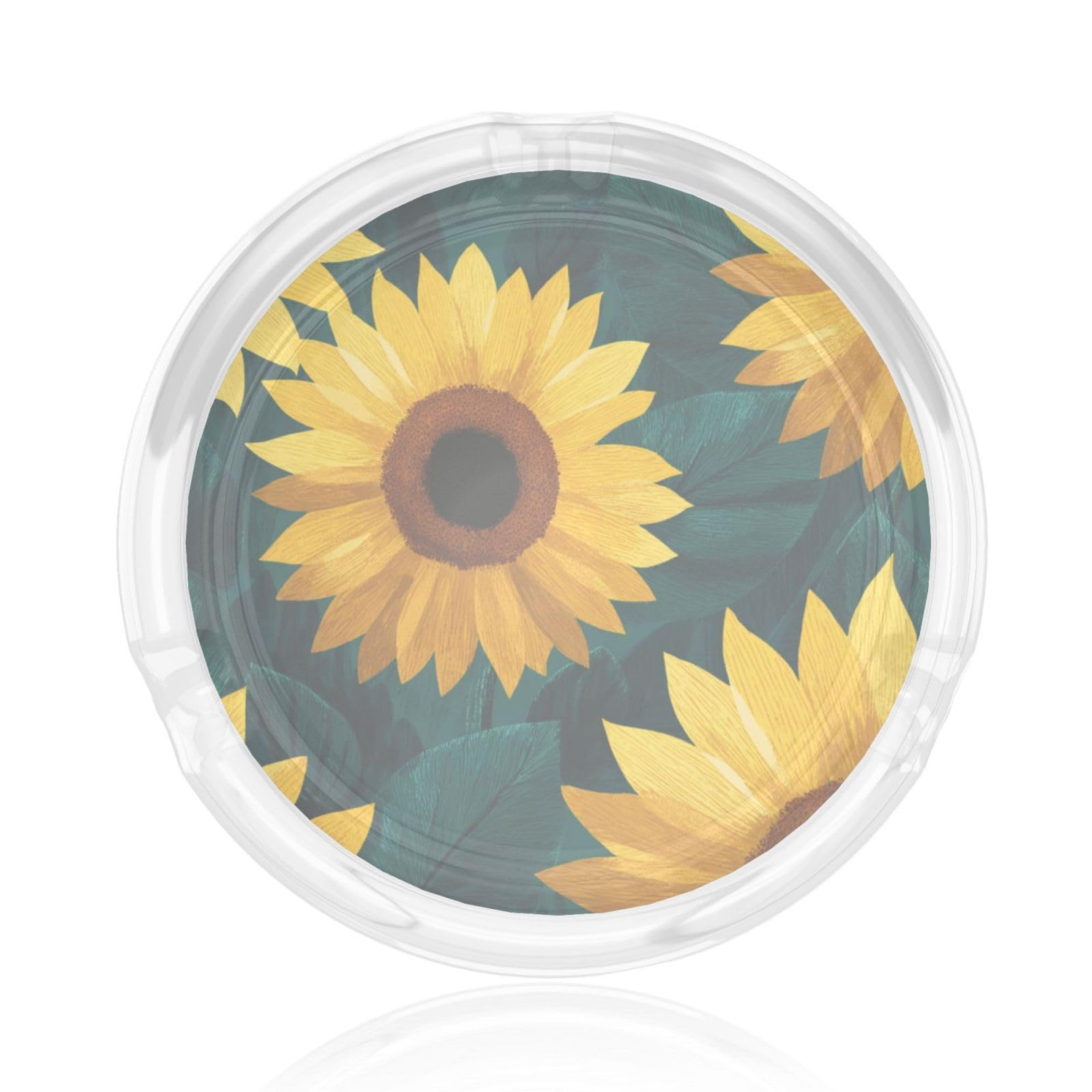 Sunflower Flat Pattern Yellow Flower Glass Ashtray For Cigarettes Ash Trays Case For Home Office Decor