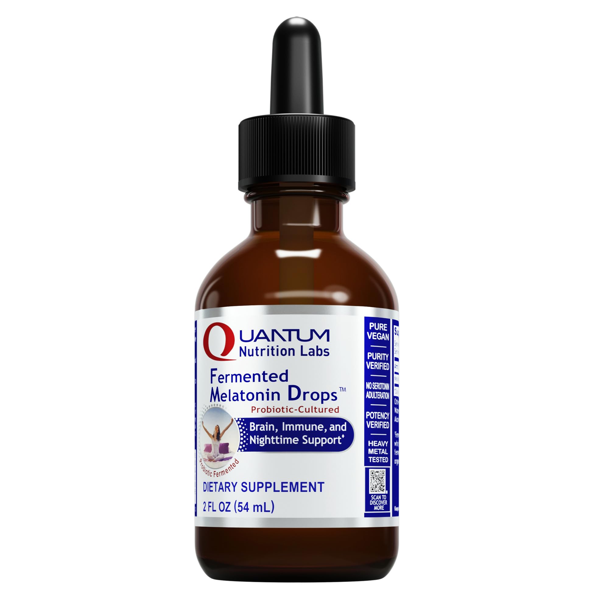 Quantum Nutrition Labs Fermented Melatonin Drops - Melatonin Liquid for Adults, Sleep Support, Made with Organic Ingredients, Vegan Friendly - 2 Fl Oz (54 Servings)