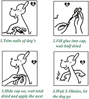 Vista 5 de 100 tapas de uñas para perro, tapas de uñas de perro para patas de perro con 5 pegamento adhesivo+5 aplicaciones e instrucciones