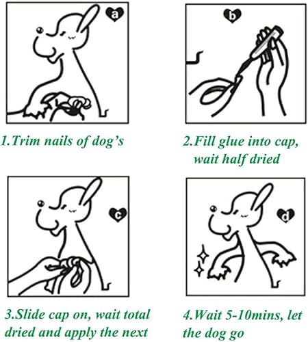 Miniatura 5 de 100 tapas de uñas para perro, tapas de uñas de perro para patas de perro con 5 pegamento adhesivo+5 aplicaciones e instrucciones