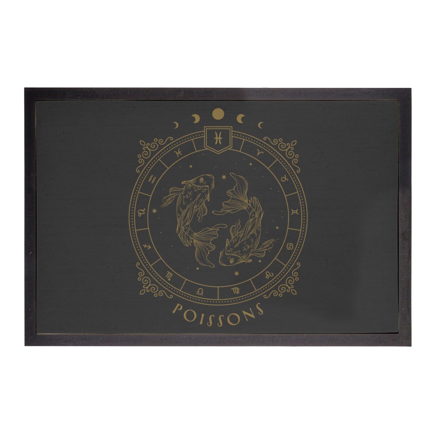 Paillasson astrologie zodiaque poisson noir tapis tarot 75x50