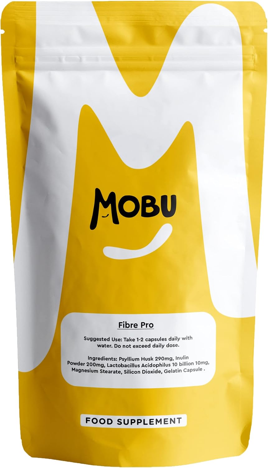 Fibre Pro 60 Capsules | Acidophilus, Inulin and Psyllium Husk Complex | Friendly Bacteria Digestion Support | UK Made | GMP Approved | MOBU