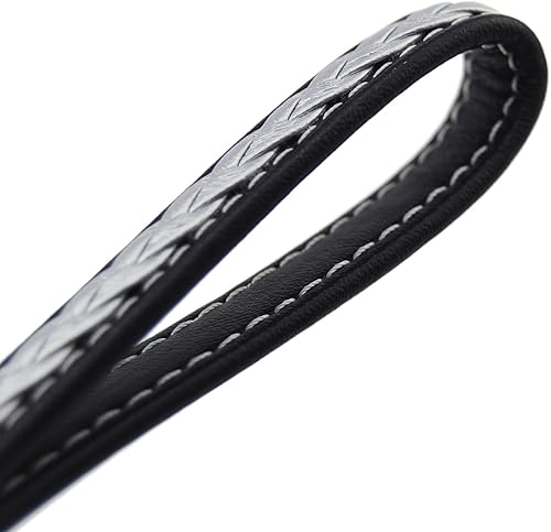 Miniatura 3 de Llavero trenzado de cuero de 2 capas con anillo en D cromado y gancho para todos los llaveros de automóvil